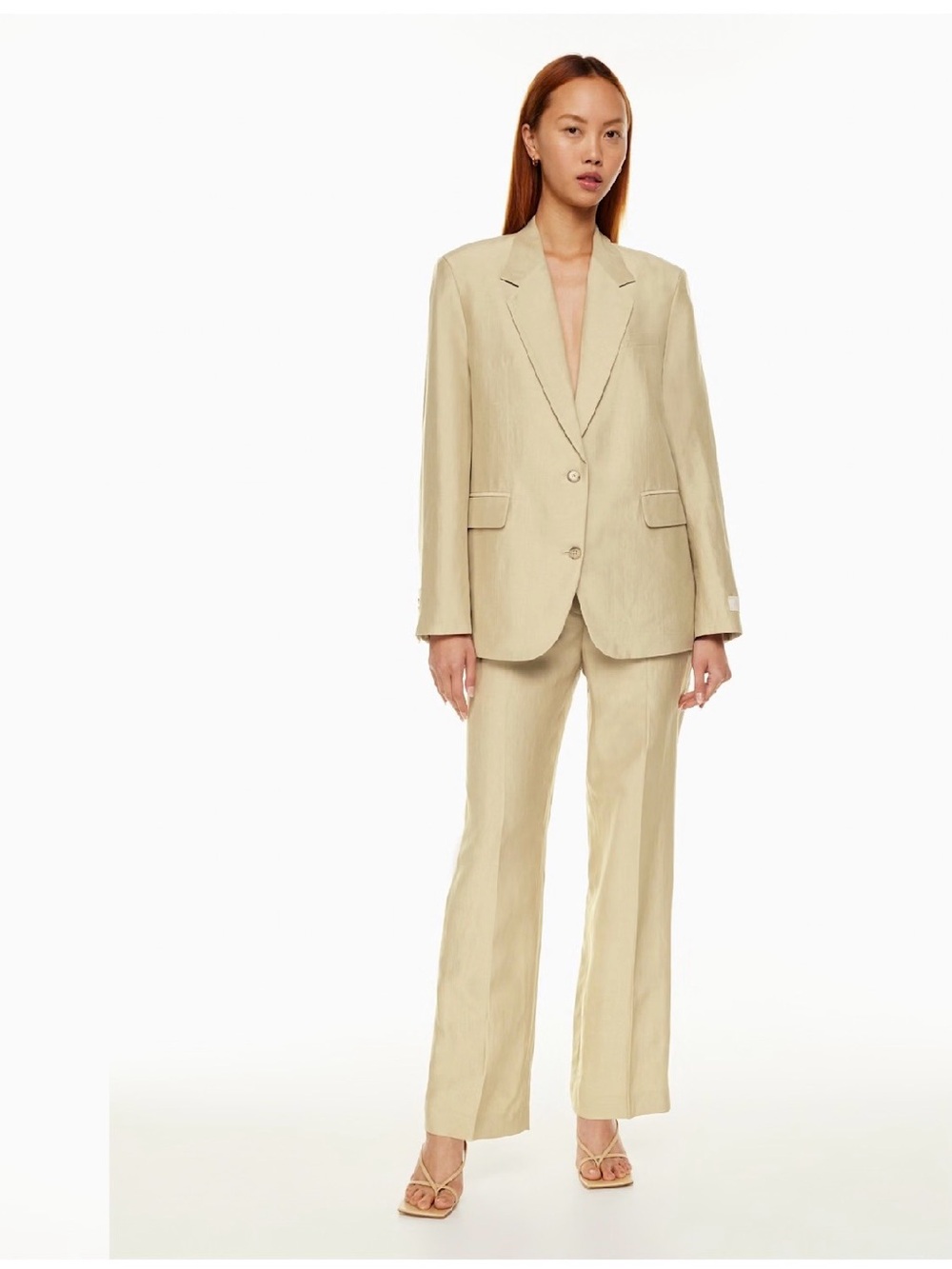 Aritzia Babaton New Agency Linen Blazer- Size S (Oyster)